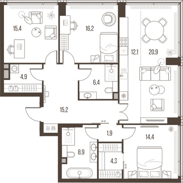 Планировка 120.6 м²