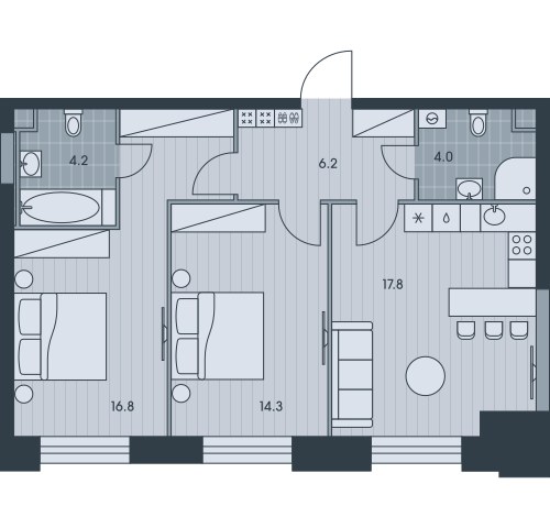 Планировка 63.3 м²