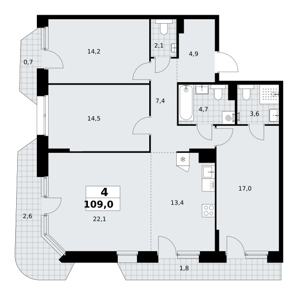 Планировка 109.0 м²