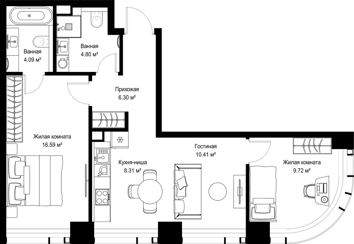 Планировка 60.22 м²