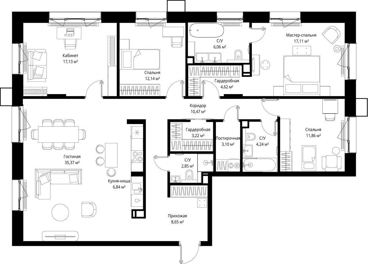 Планировка 143.66 м²