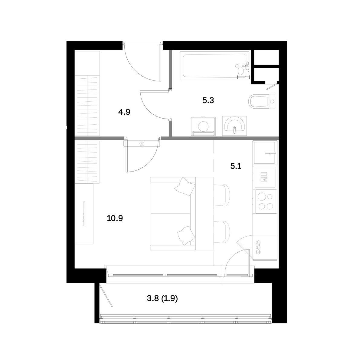 Планировка 27.8 м²