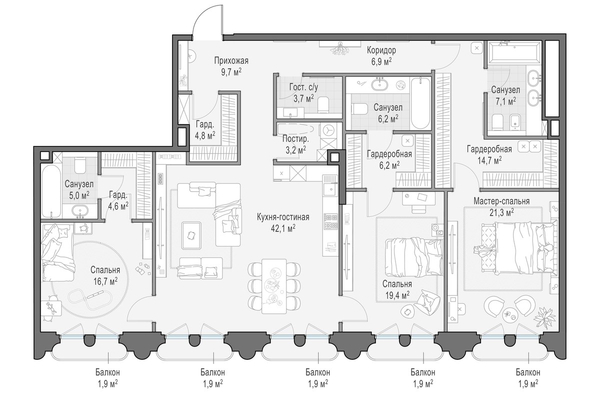 Планировка 174.7 м²