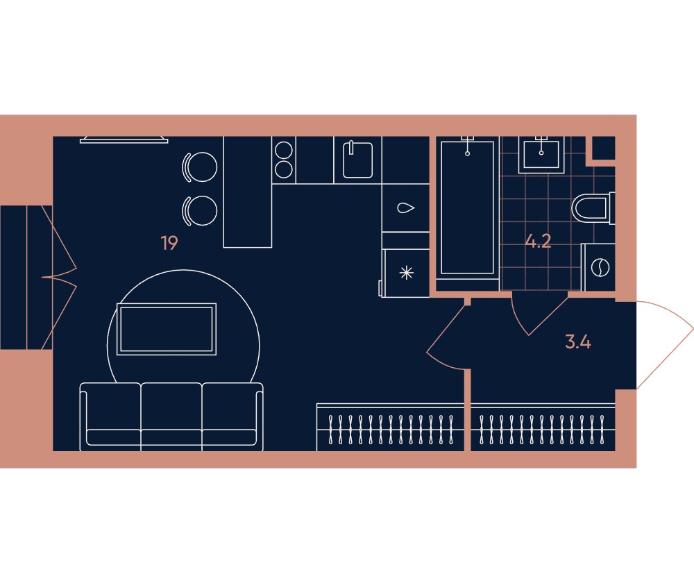 Планировка 26.6 м²