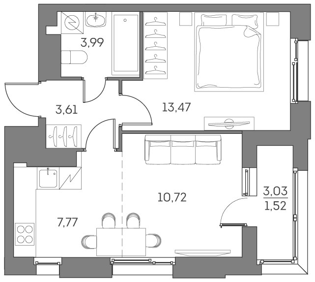 Планировка 41.08 м²