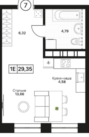 Планировка 29.38 м²