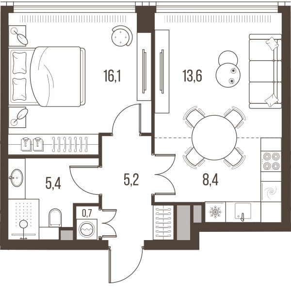 Планировка 49.4 м²