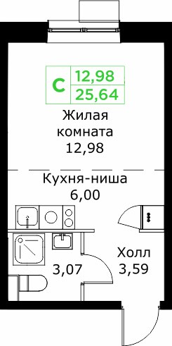 Планировка 25.7 м²