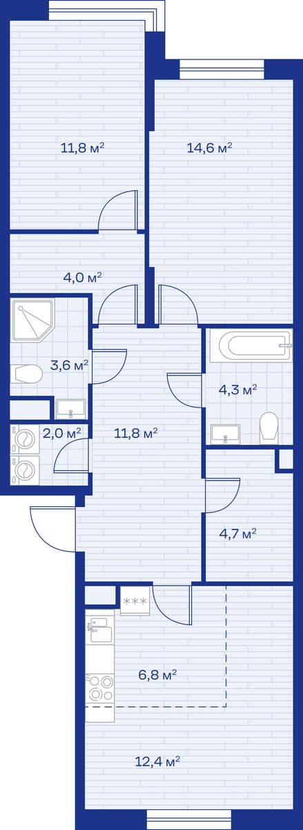 Планировка 76.0 м²