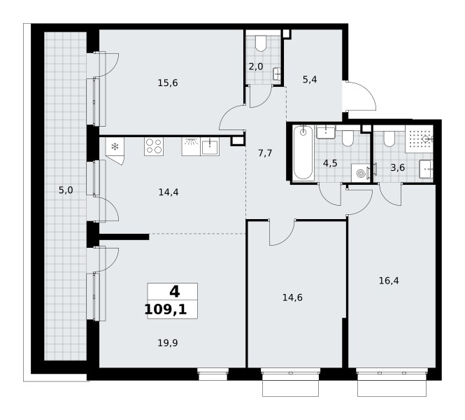 Планировка 109.1 м²
