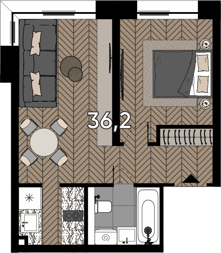 Планировка 36.2 м²