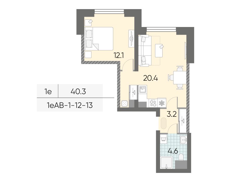 Планировка 40.3 м²