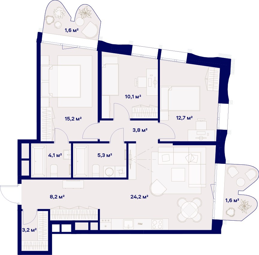 Планировка 90.0 м²