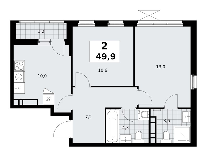 Планировка 49.9 м²
