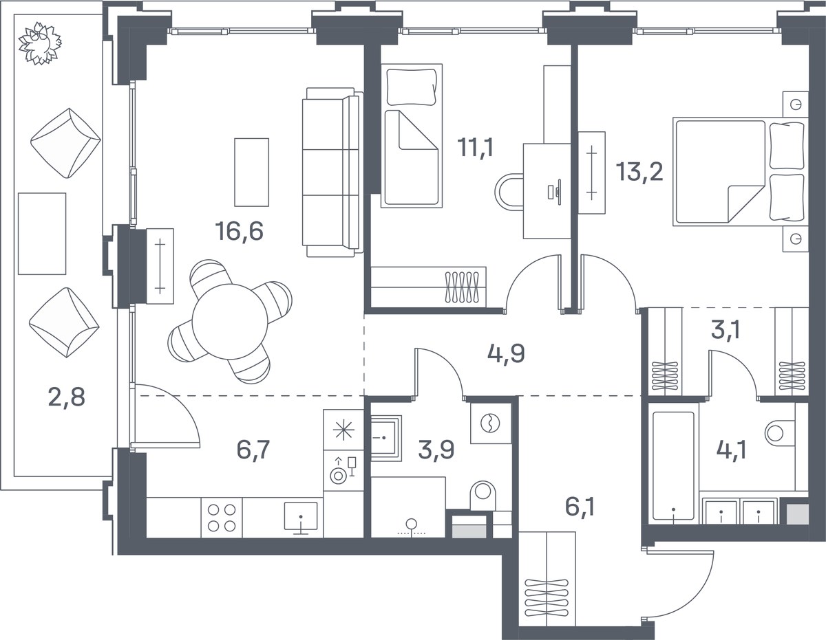 Планировка 72.5 м²