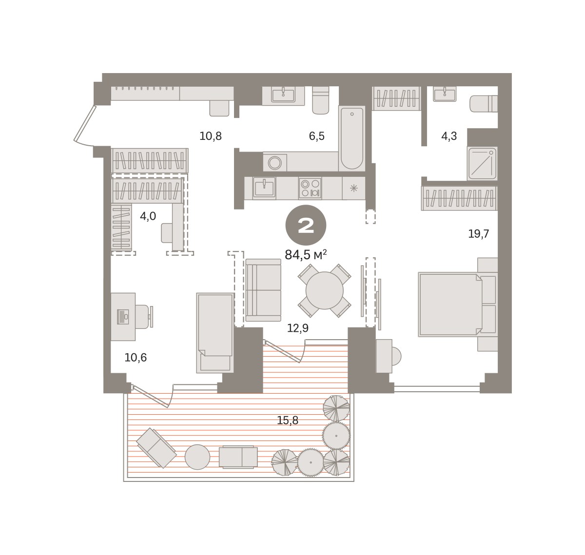 Планировка 84.54 м²