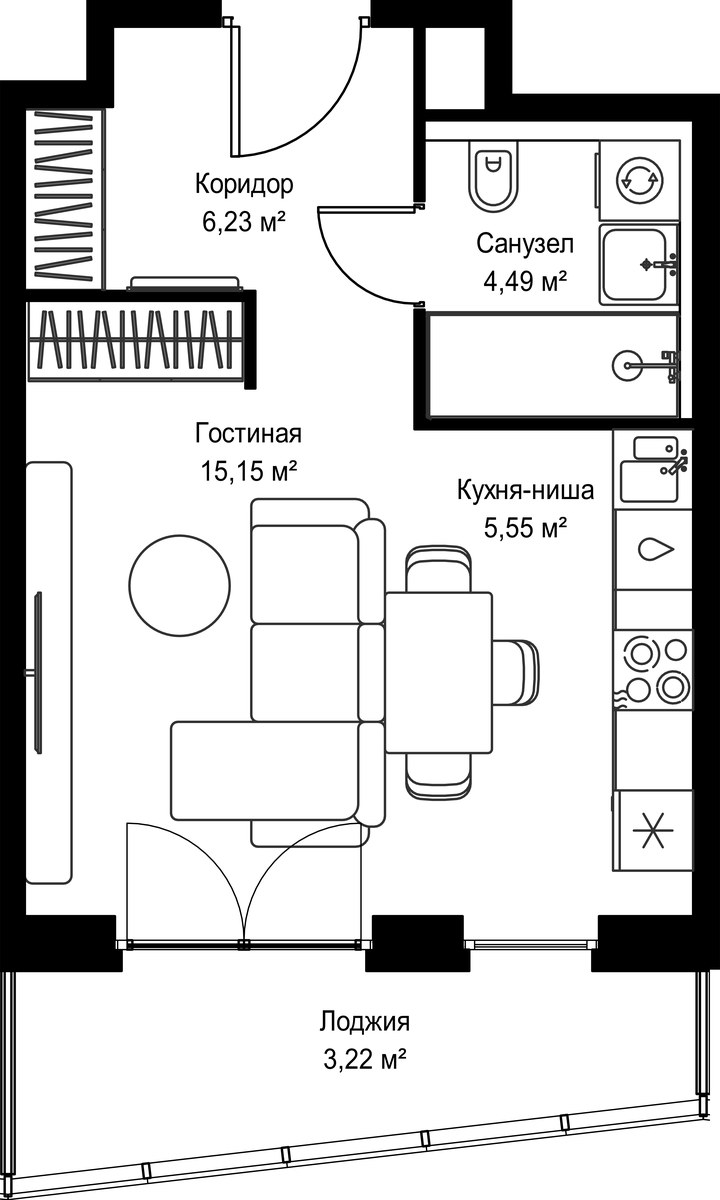 Планировка 34.64 м²