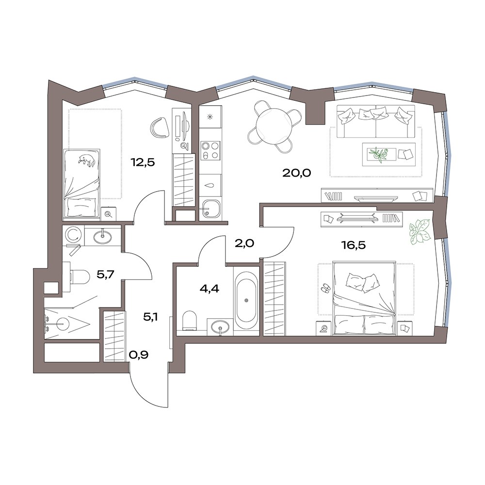 Планировка 68.1 м²