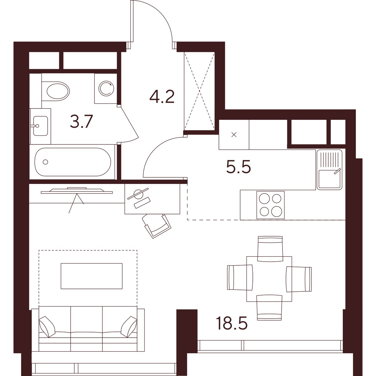 Планировка 31.9 м²