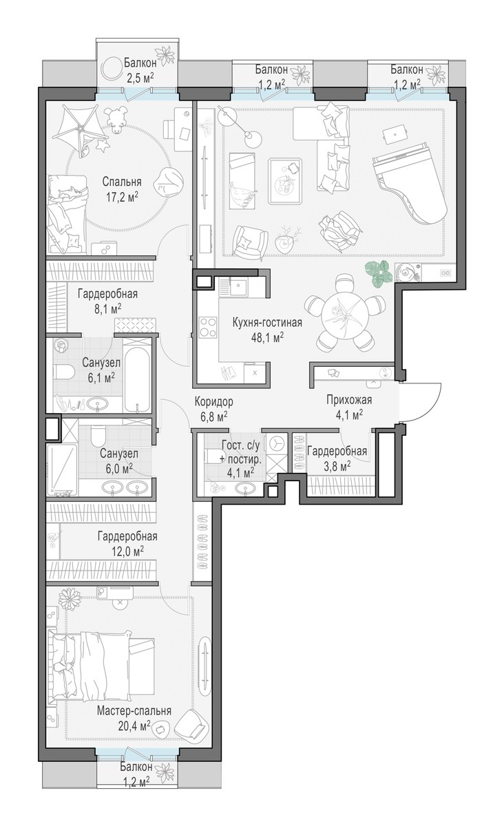 Планировка 138.4 м²