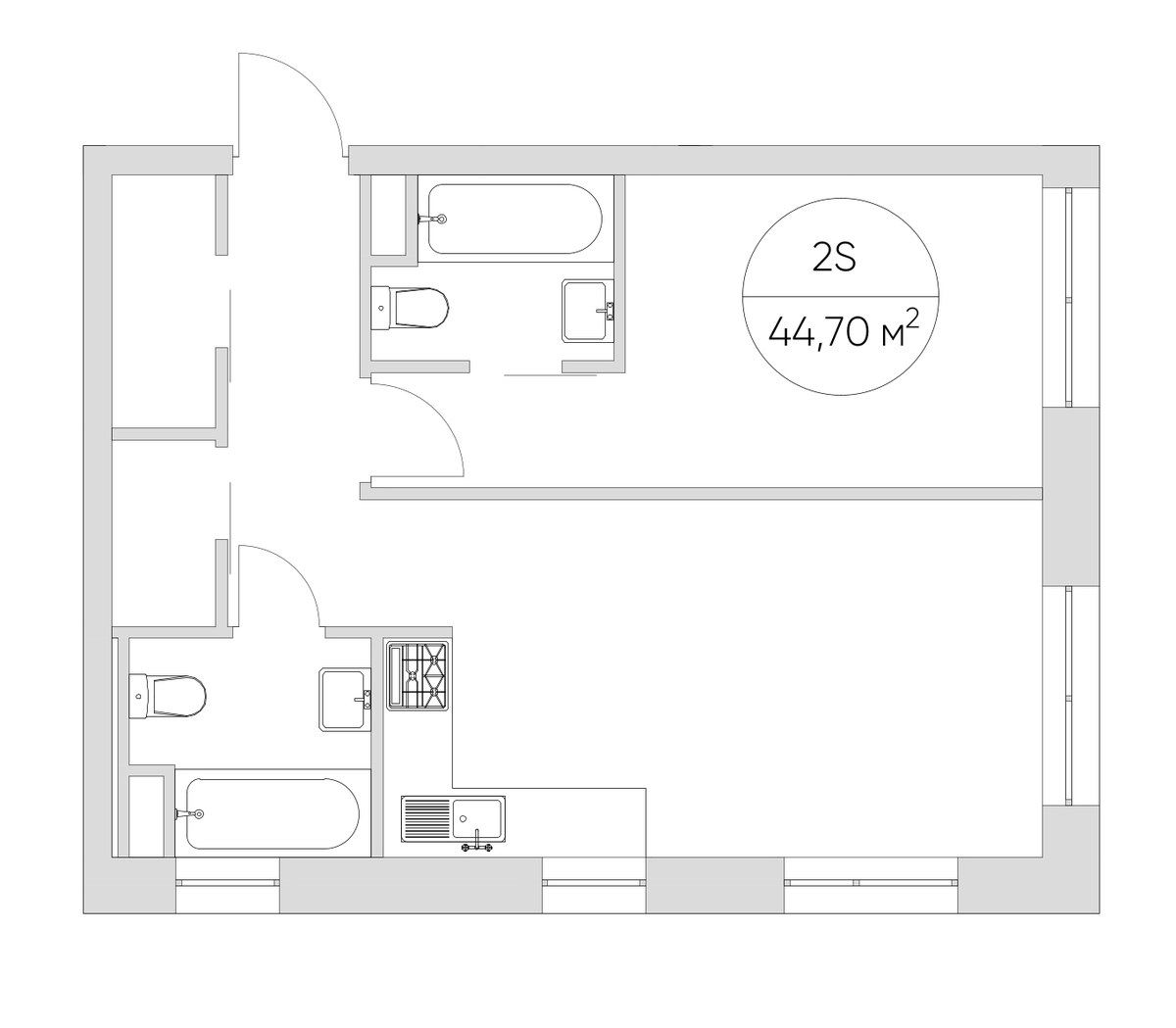 Планировка 44.7 м²