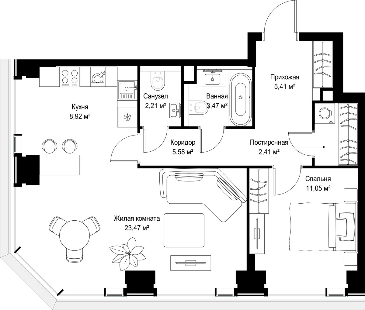 Планировка 62.52 м²