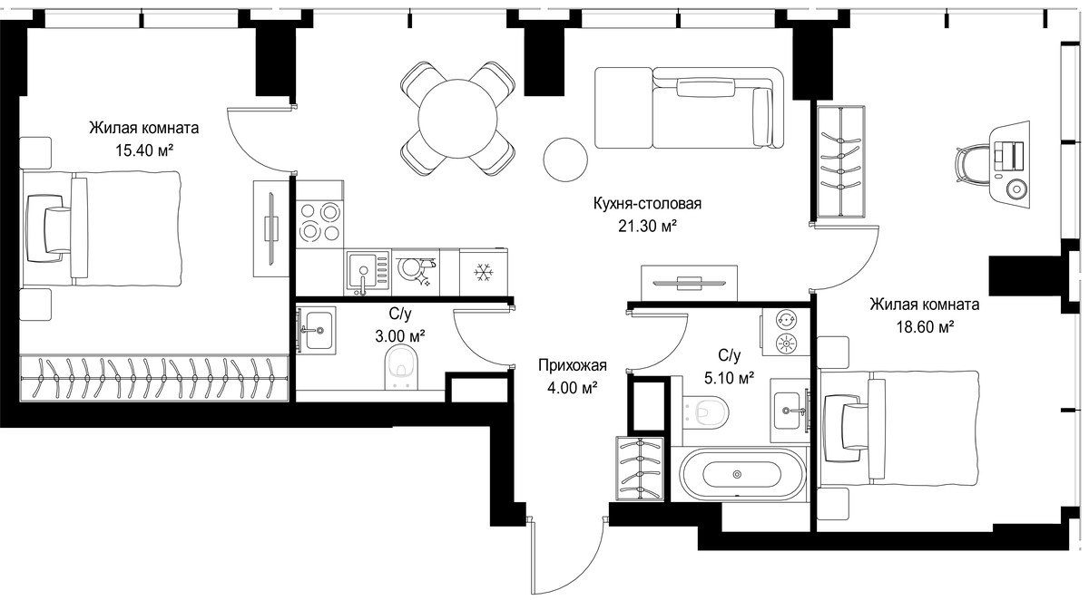 Планировка 67.4 м²