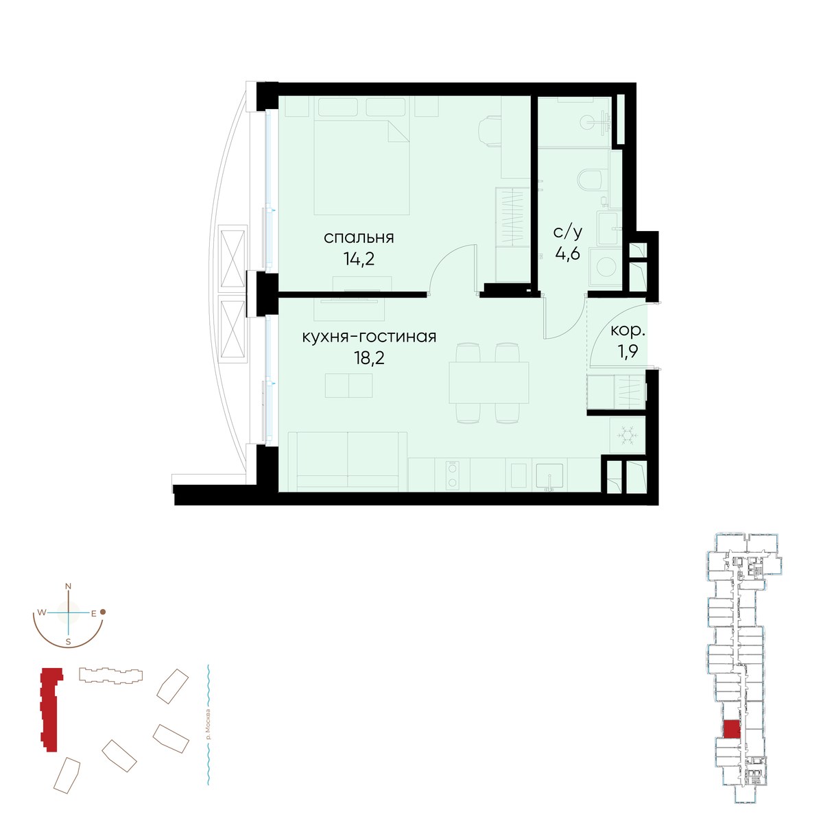 Планировка 38.9 м²