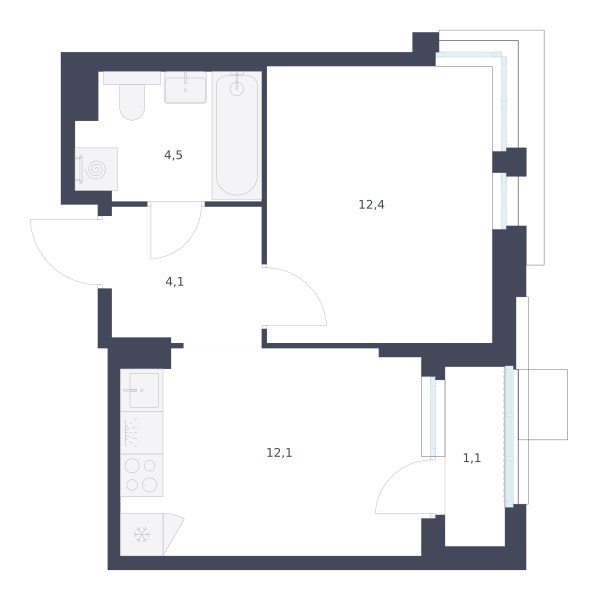 Планировка 34.2 м²