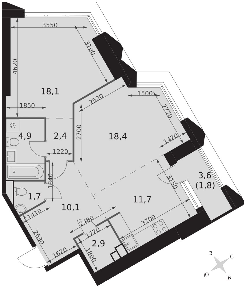 Планировка 72.0 м²