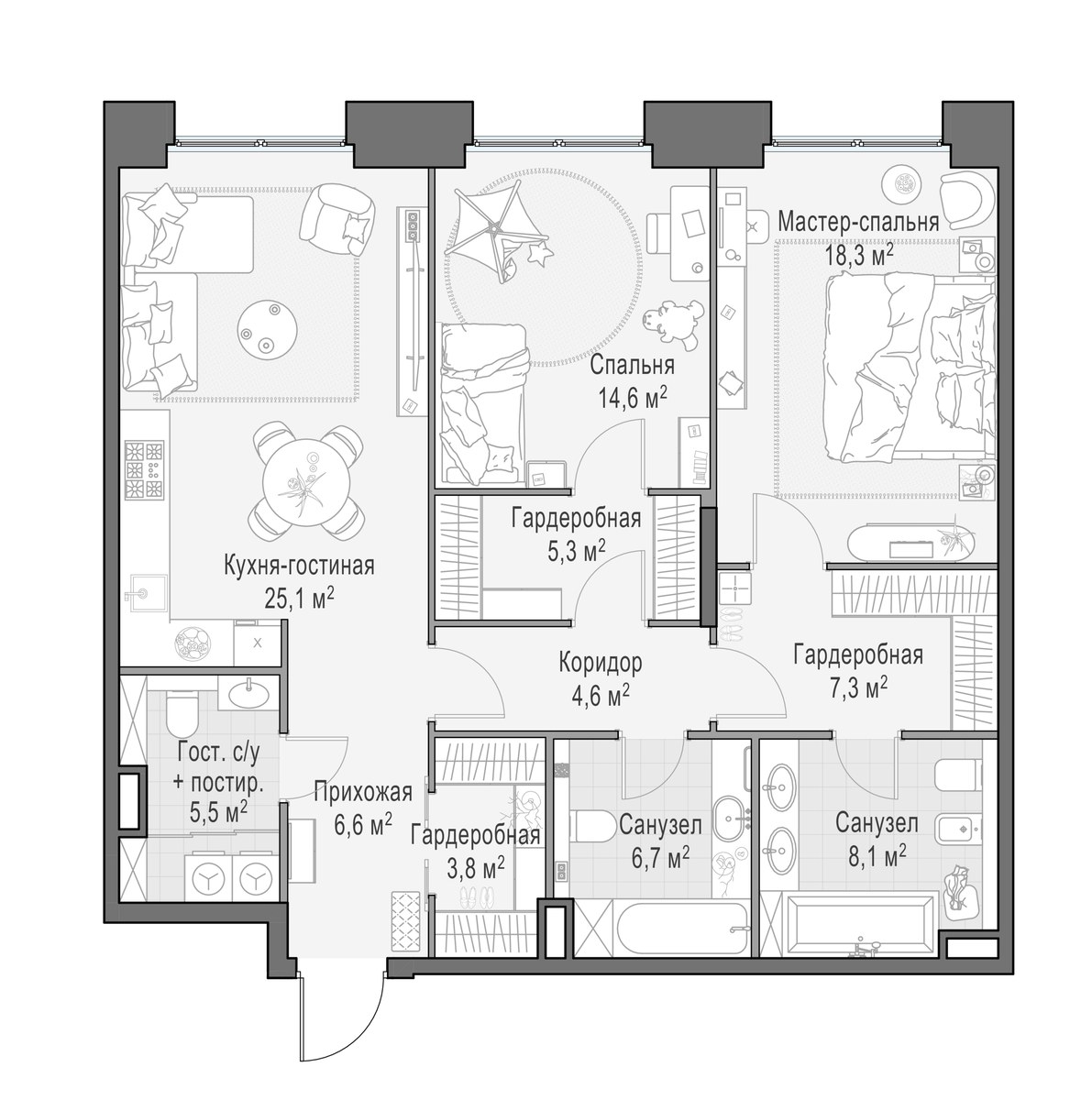 Планировка 106.7 м²