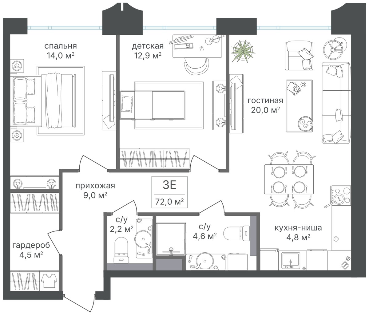 Планировка 72.3 м²