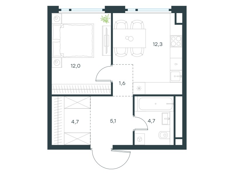 Планировка 40.4 м²
