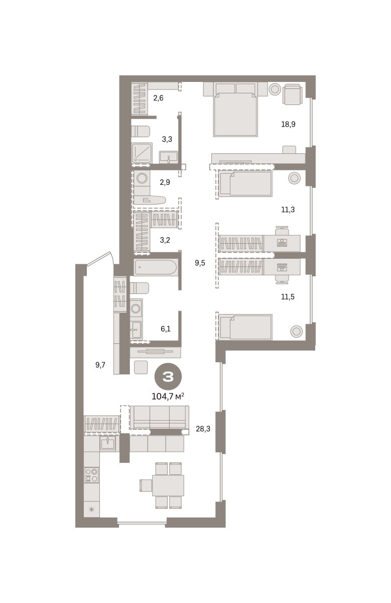 Планировка 104.67 м²