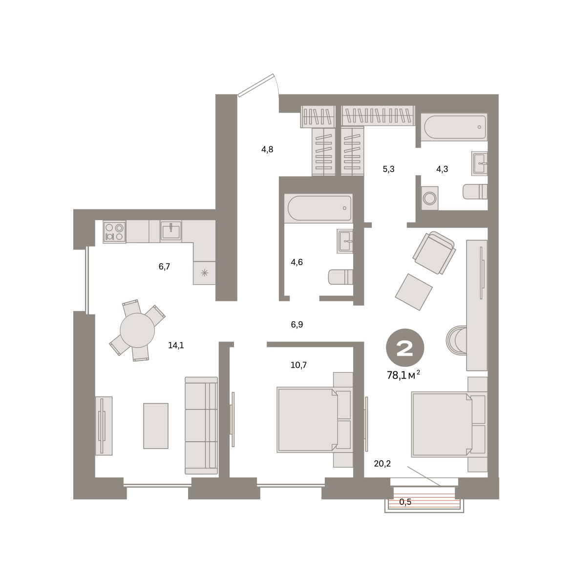 Планировка 78.1 м²