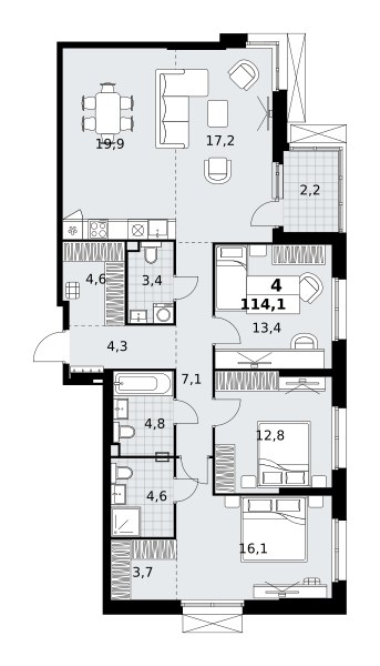 Планировка 114.1 м²