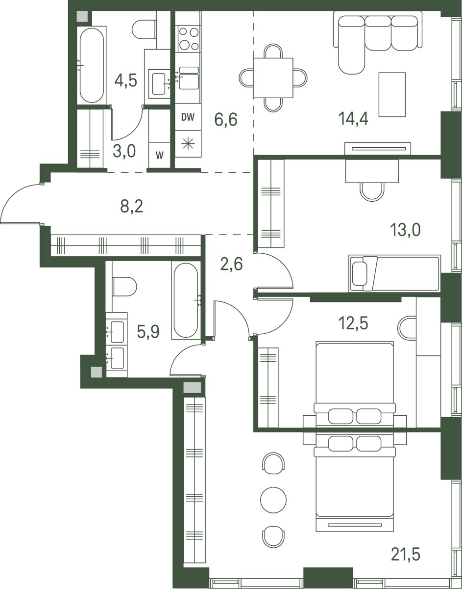 Планировка 92.4 м²
