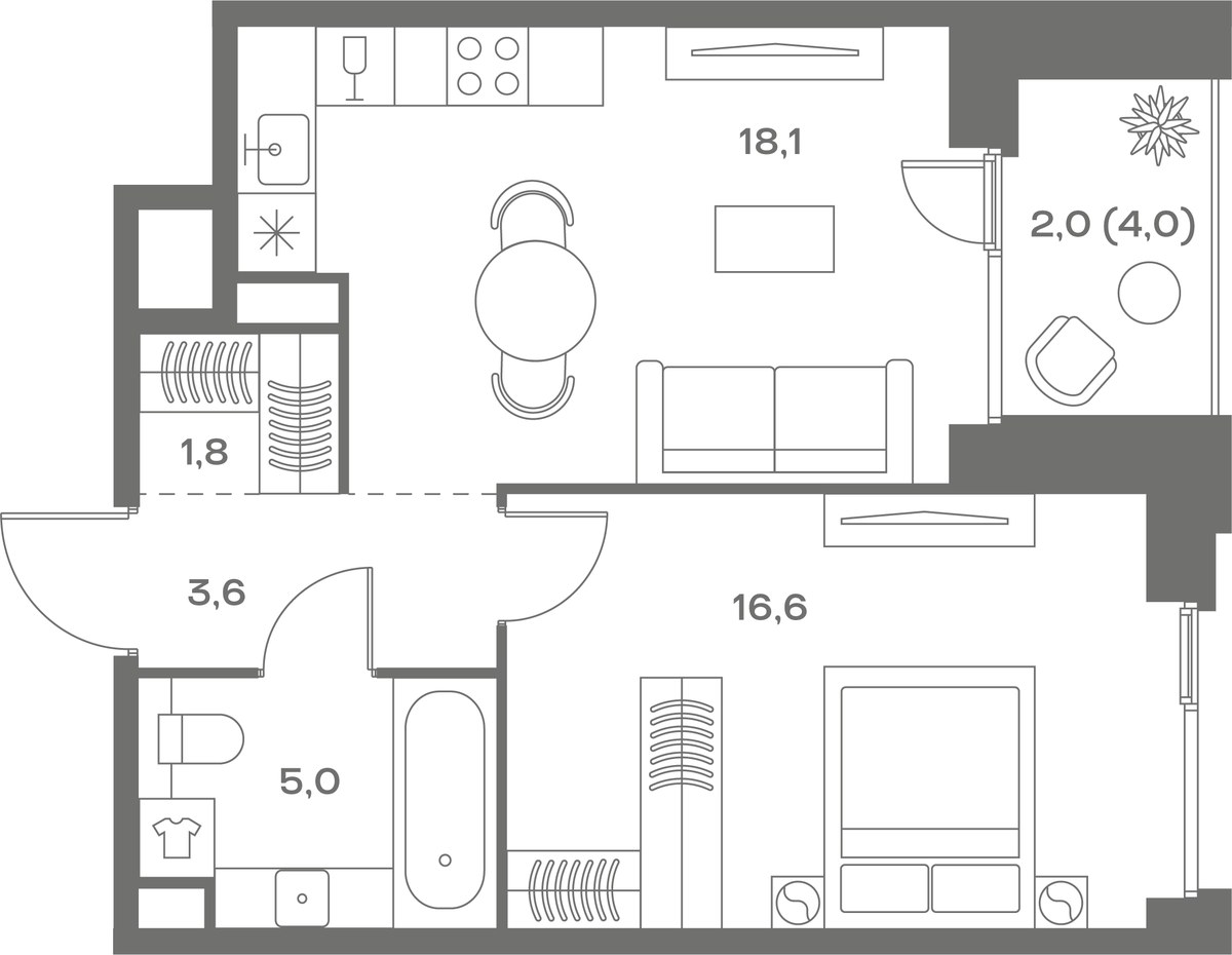 Планировка 47.1 м²