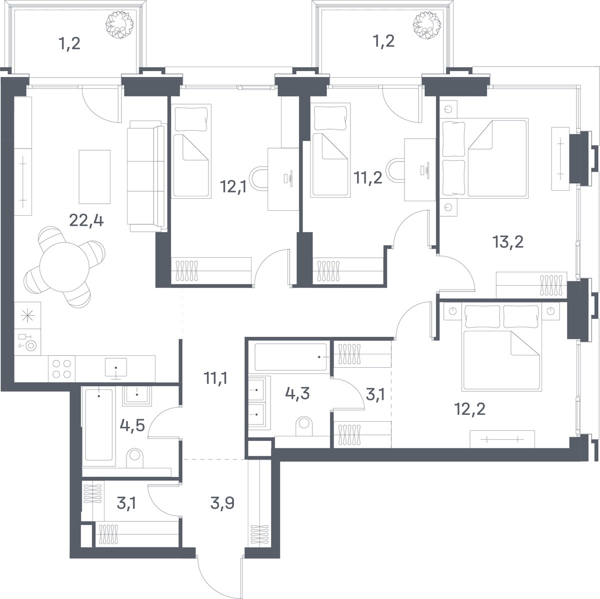 Планировка 103.5 м²