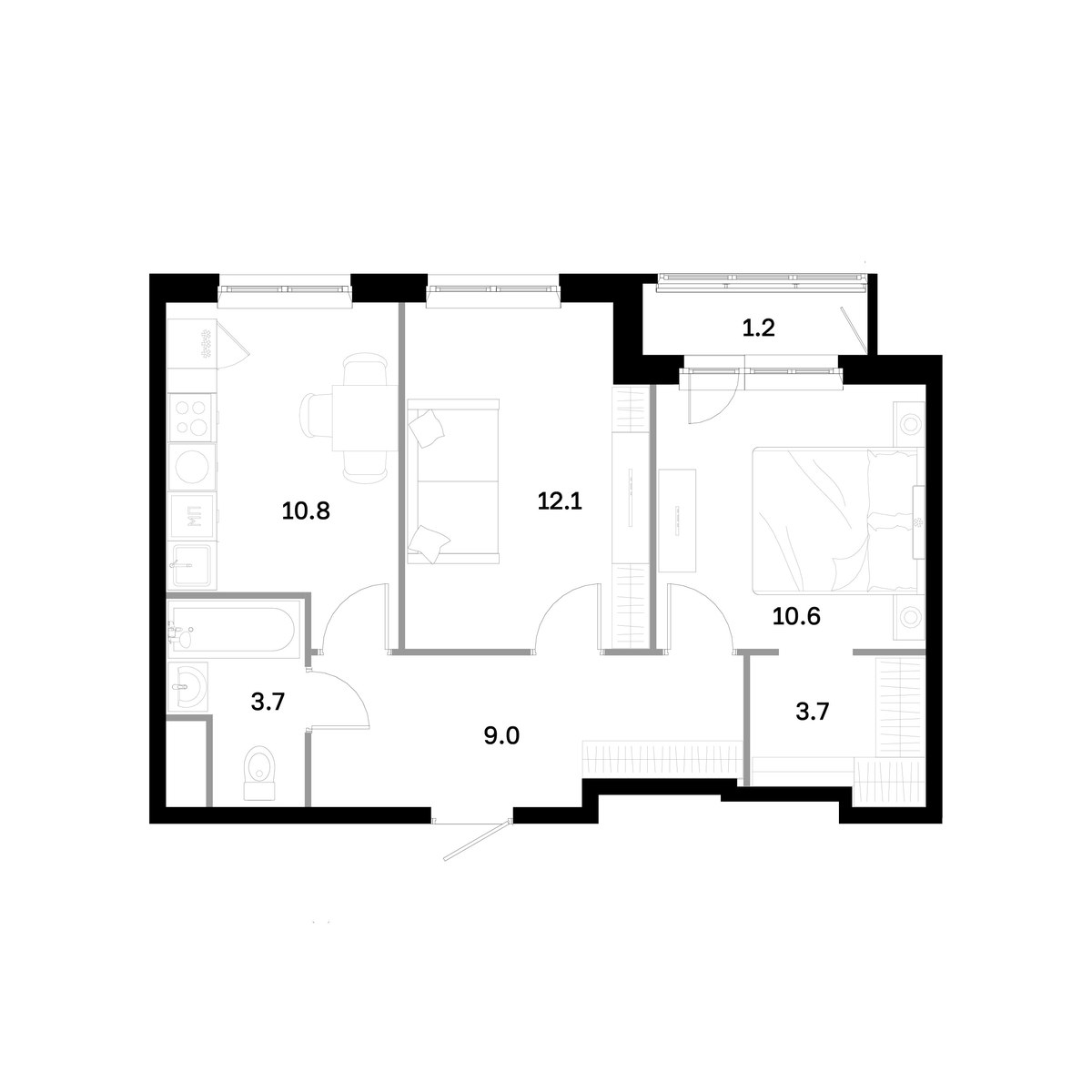 Планировка 51.4 м²