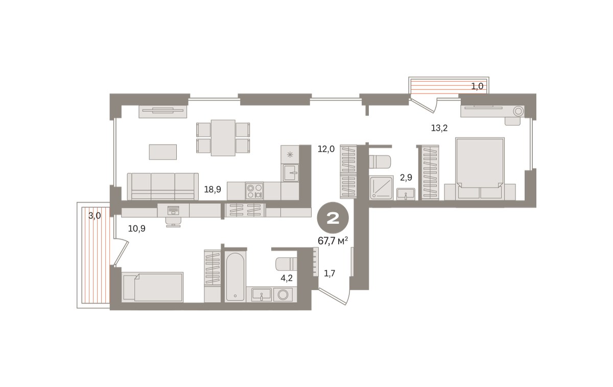 Планировка 67.73 м²