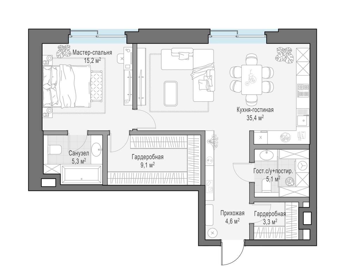 Планировка 82.9 м²