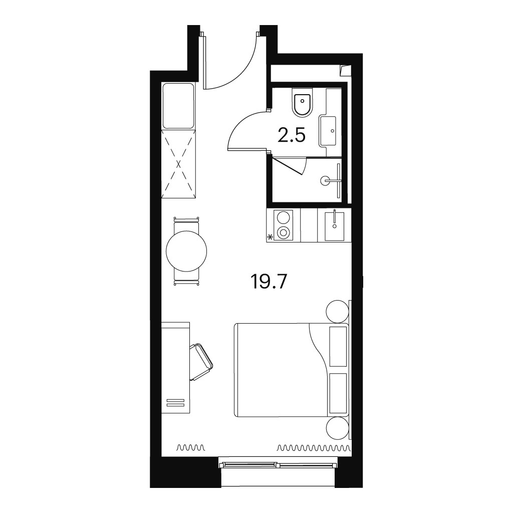 Планировка 22.2 м²