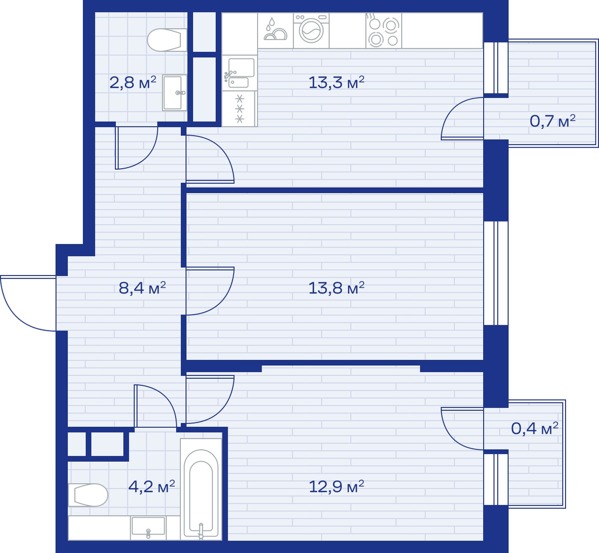 Планировка 57.0 м²