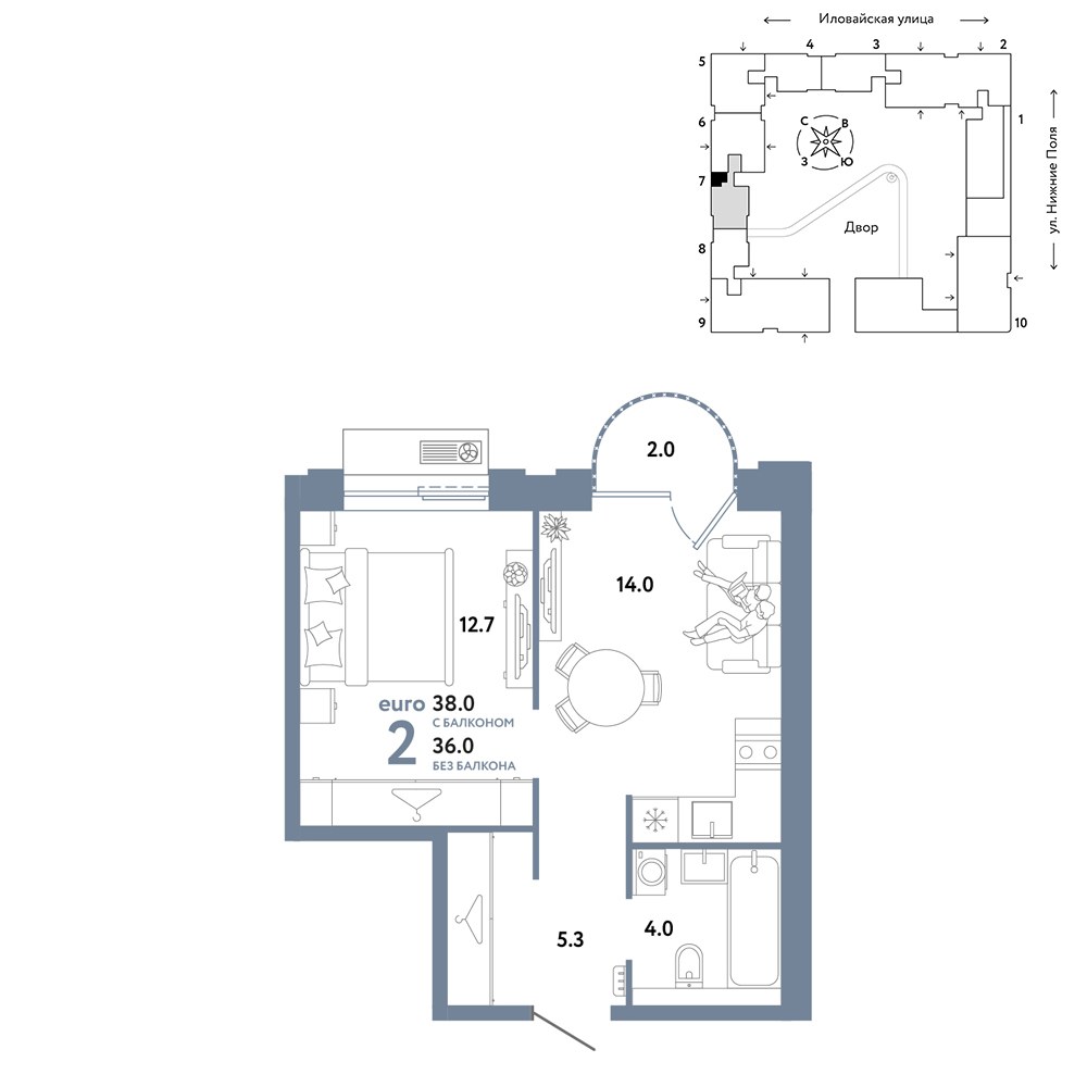 Планировка 38.0 м²