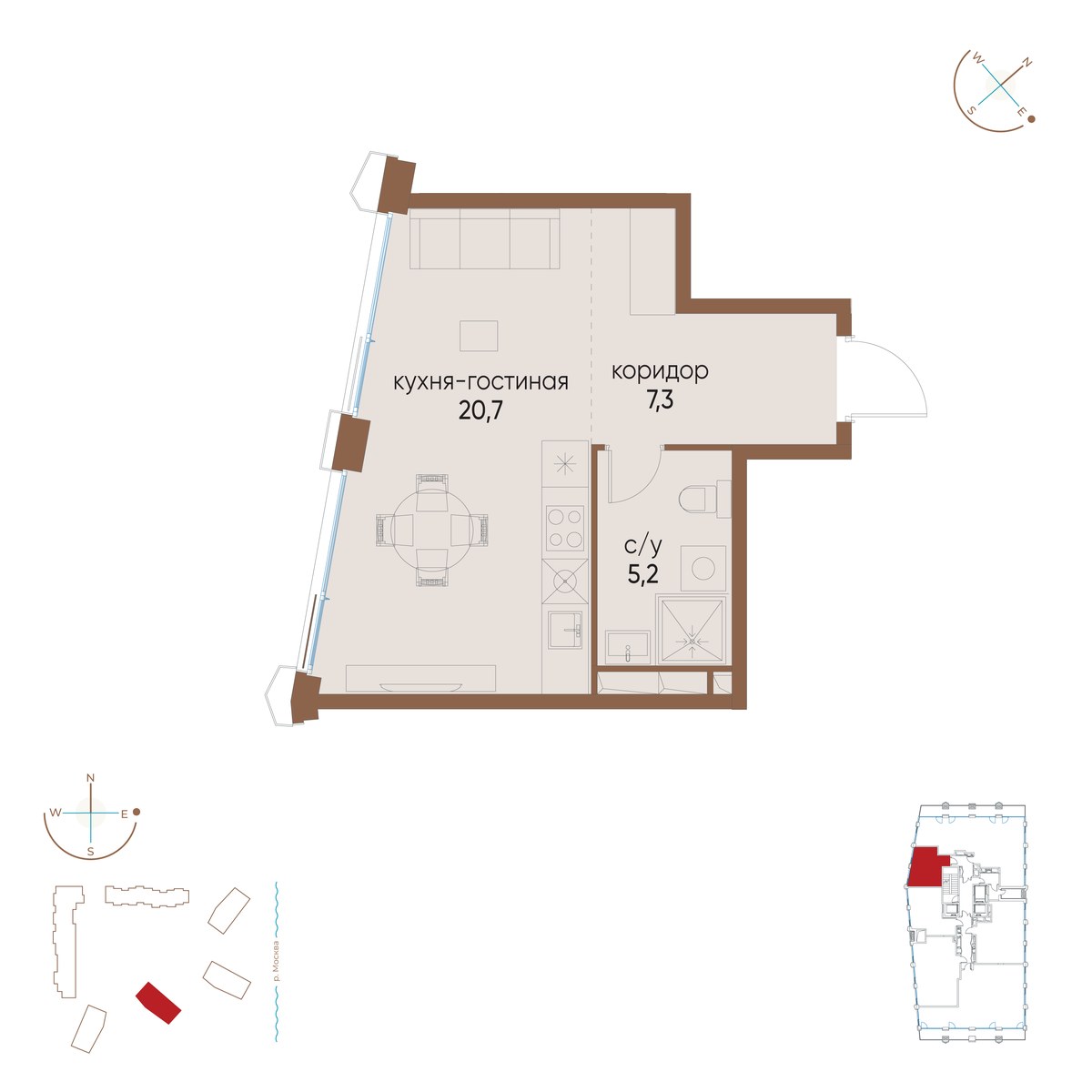 Планировка 33.2 м²