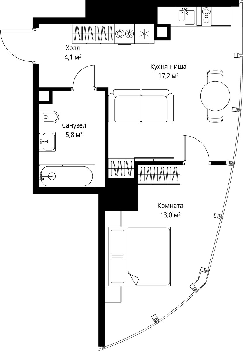 Планировка 40.1 м²