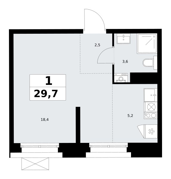 Планировка 29.7 м²