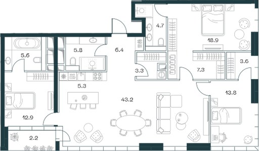 Планировка 133.4 м²