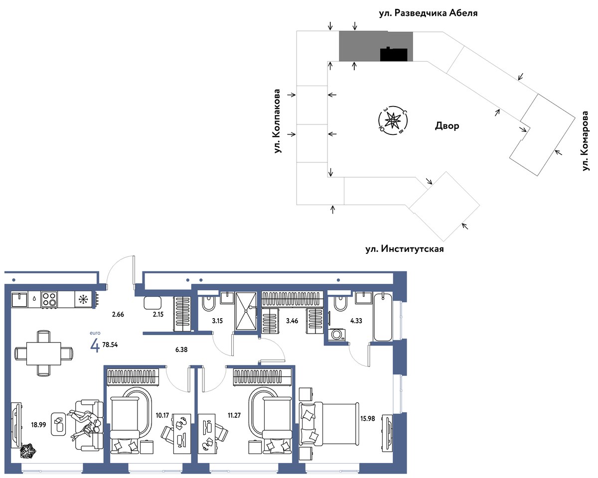 Планировка 78.54 м²